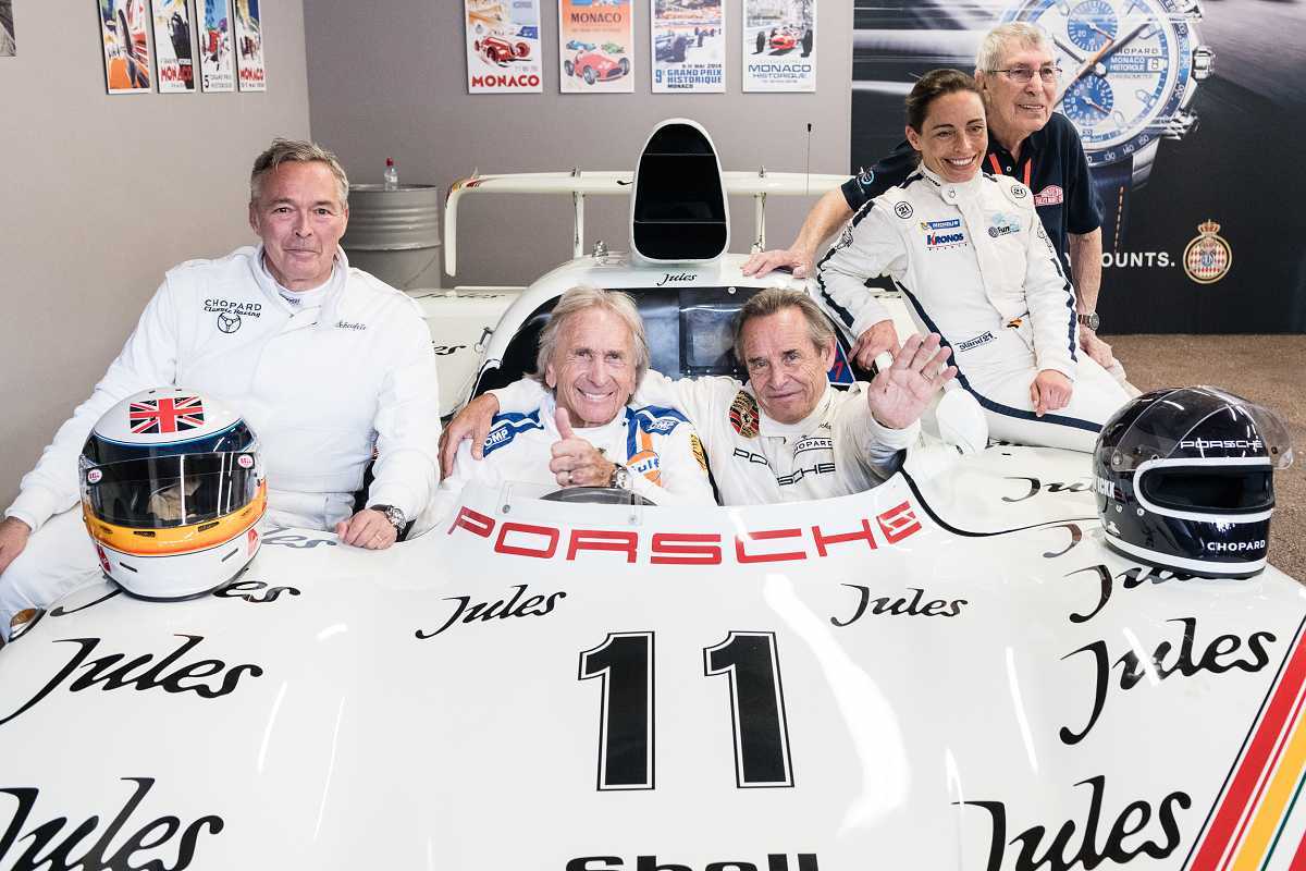 Chopard oficiální časomíra Grand Prix de Monaco Karl Fridriech Scheufele Derek Bell Jacky Ickx Vanina Ickx and Vic Elford | Sportovní model hodinek Chopard představen na akci Porsche